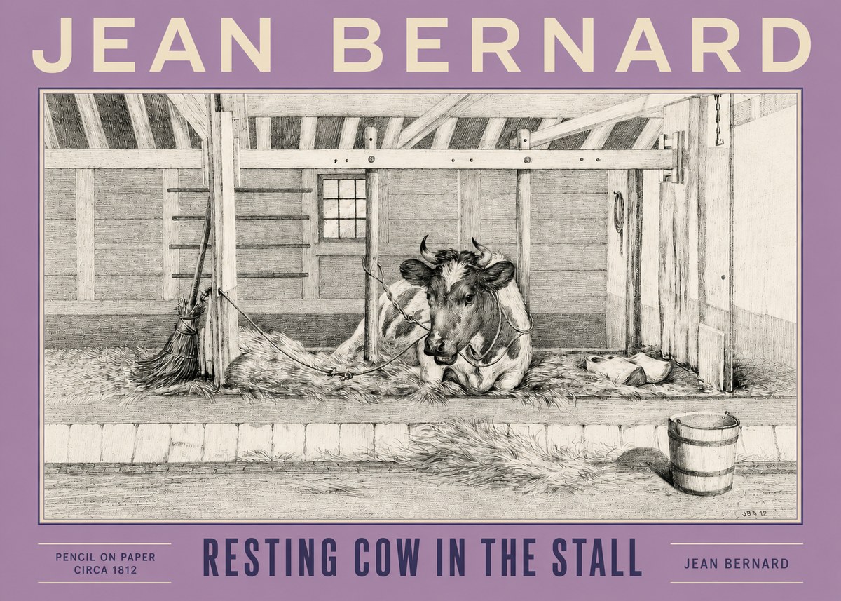 Jean Bernard Resting Cow in the Stall I No4 - Poszter
