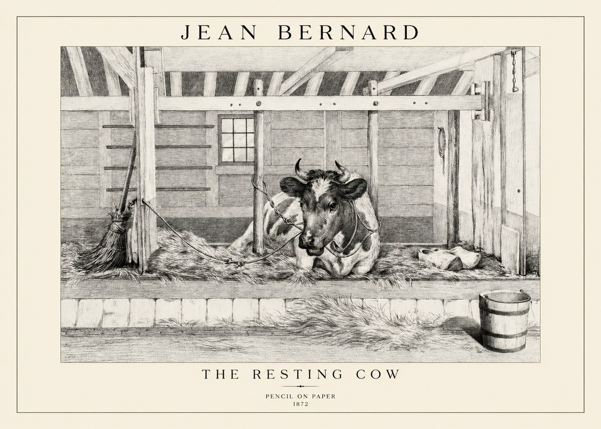 Jean Bernard Resting Cow in the Stall I No5 - Poszter