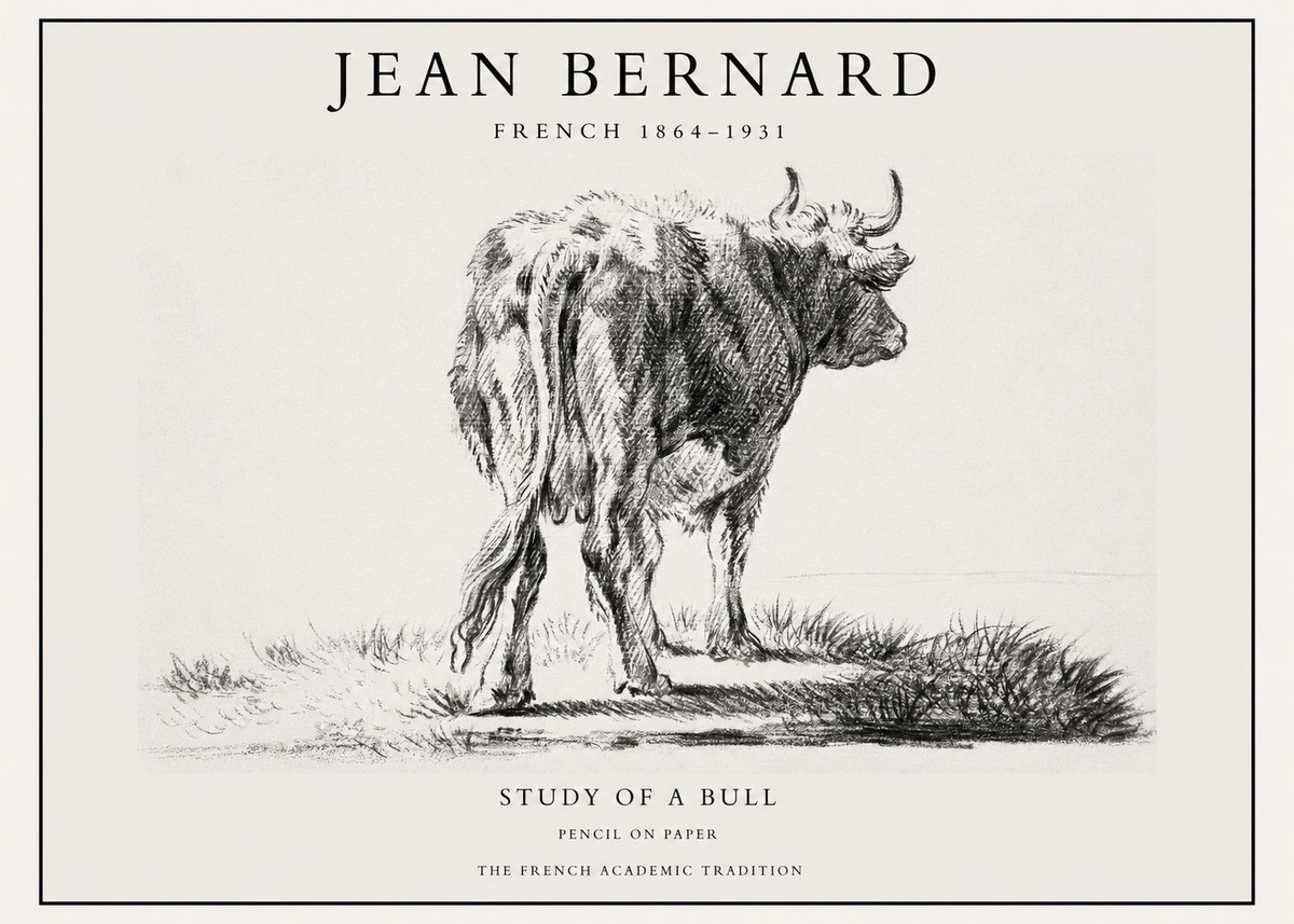 Jean Bernard Study of a Bull V No1 - Poszter
