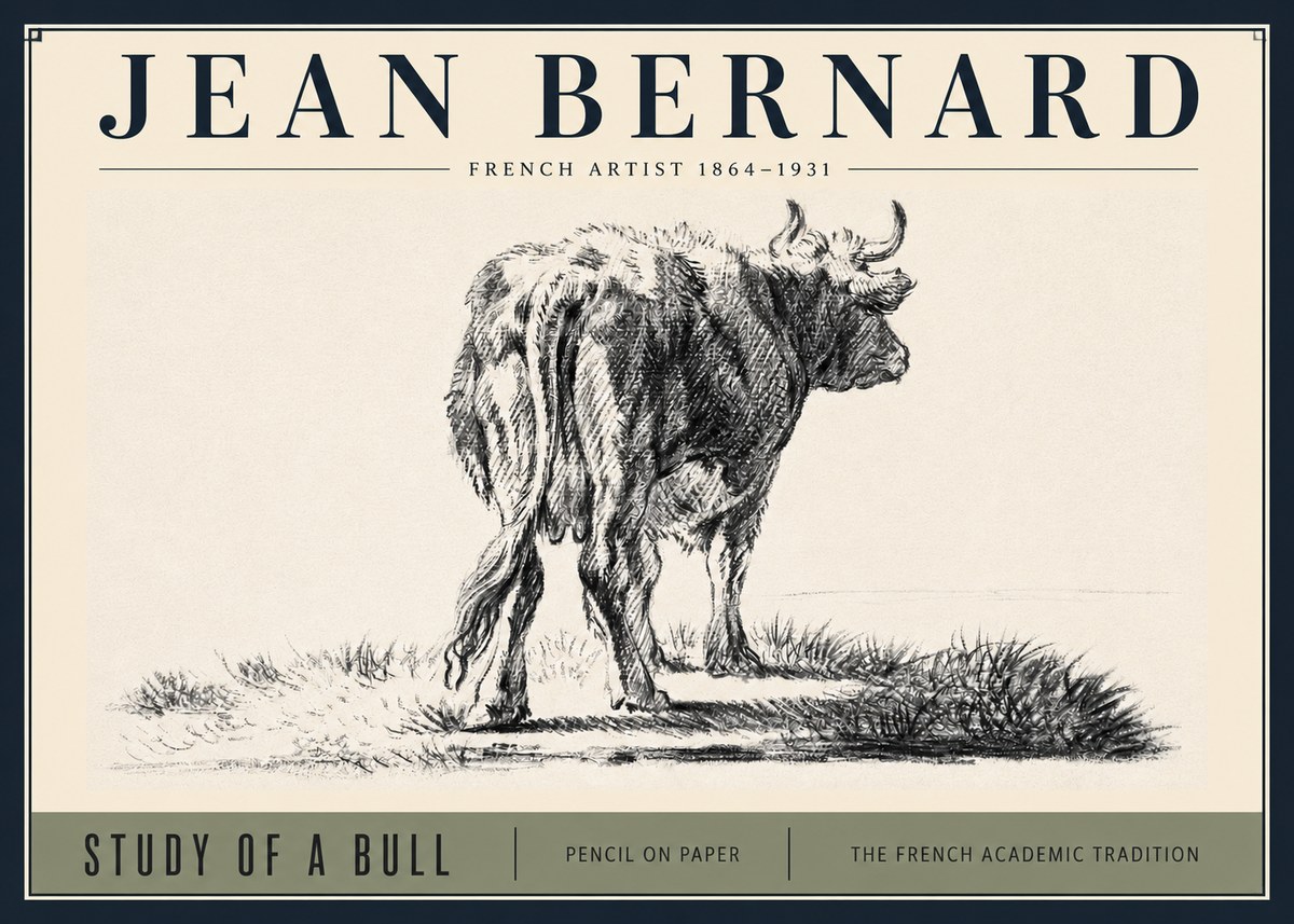 Jean Bernard Study of a Bull V No3 - Poszter