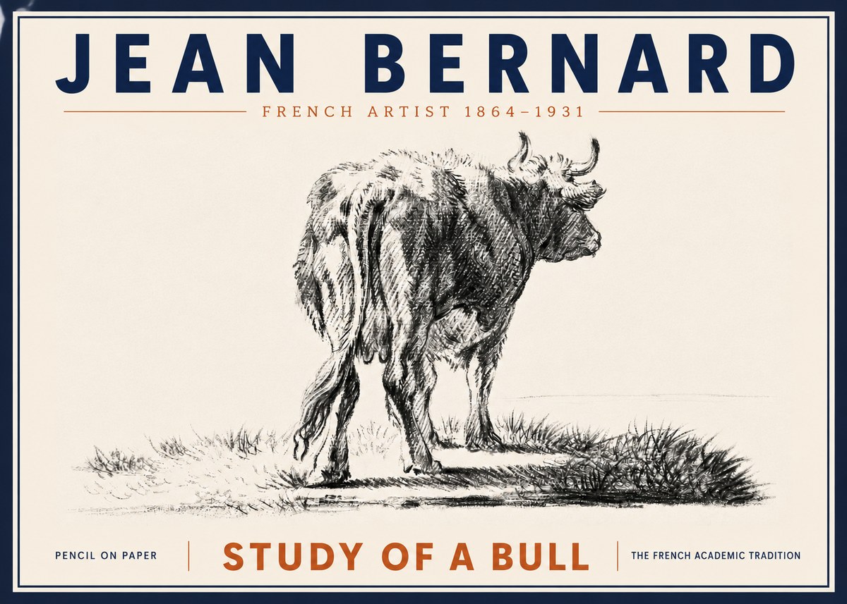 Jean Bernard Study of a Bull V No6 - Poszter