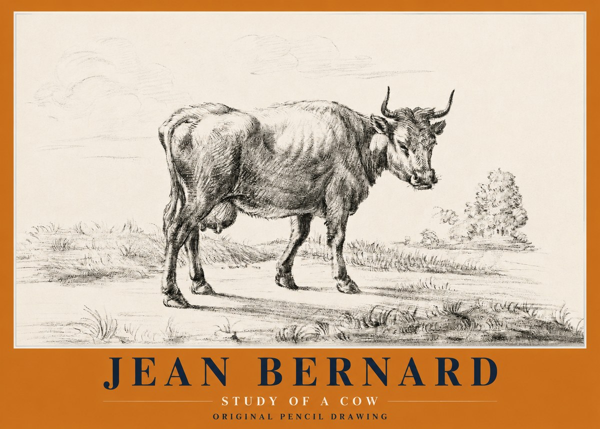 Jean Bernard Study of a Cow XII No2 - Poszter