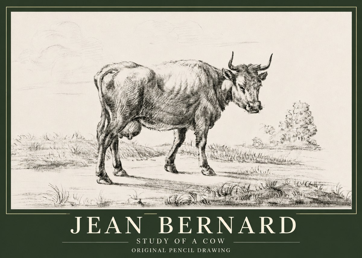 Jean Bernard Study of a Cow XII No3 - Poszter