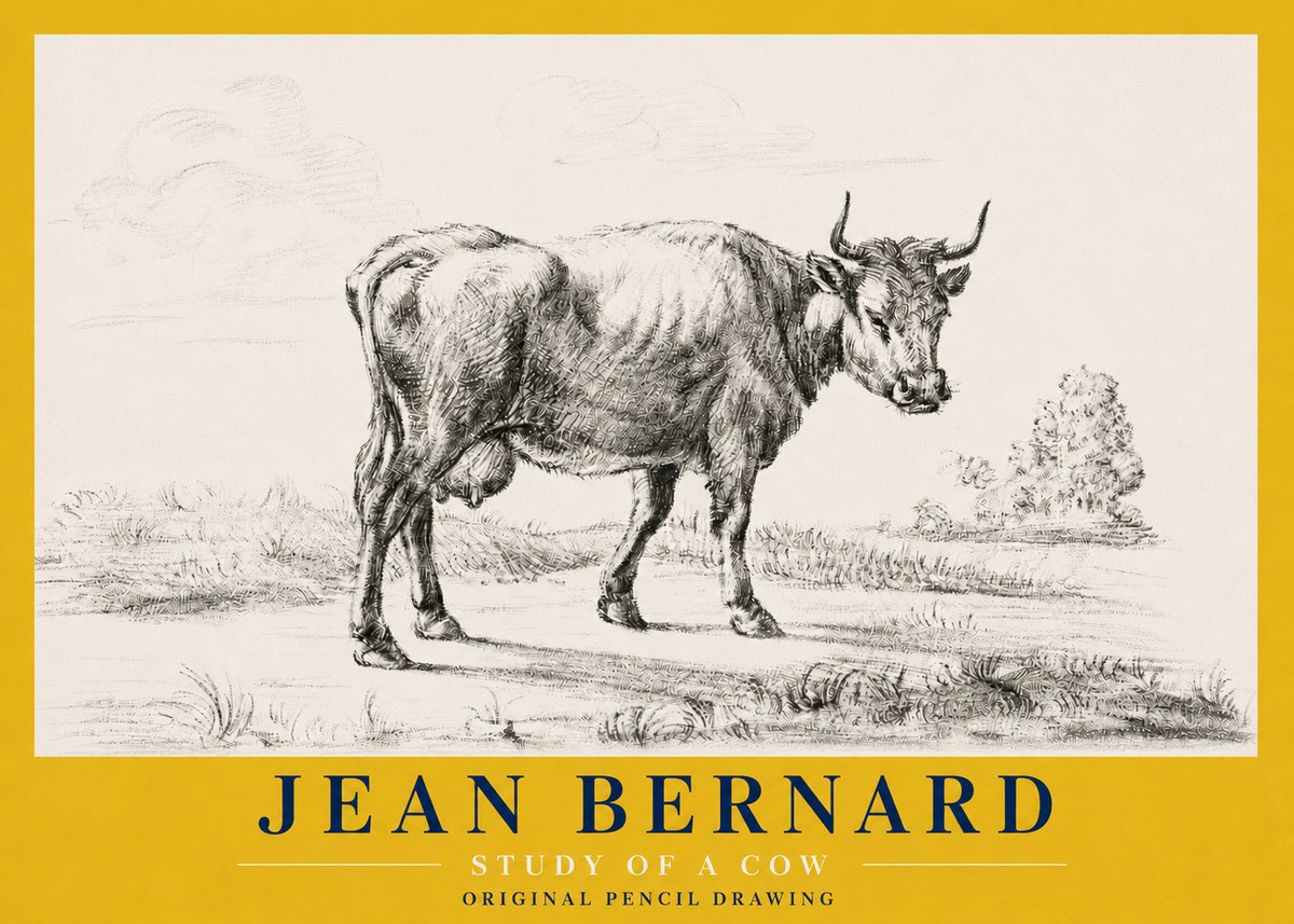 Jean Bernard Study of a Cow XII No4 - Poszter