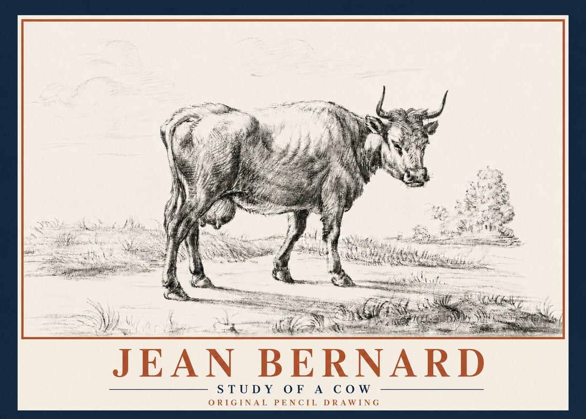 Jean Bernard Study of a Cow XII No5 - Poszter