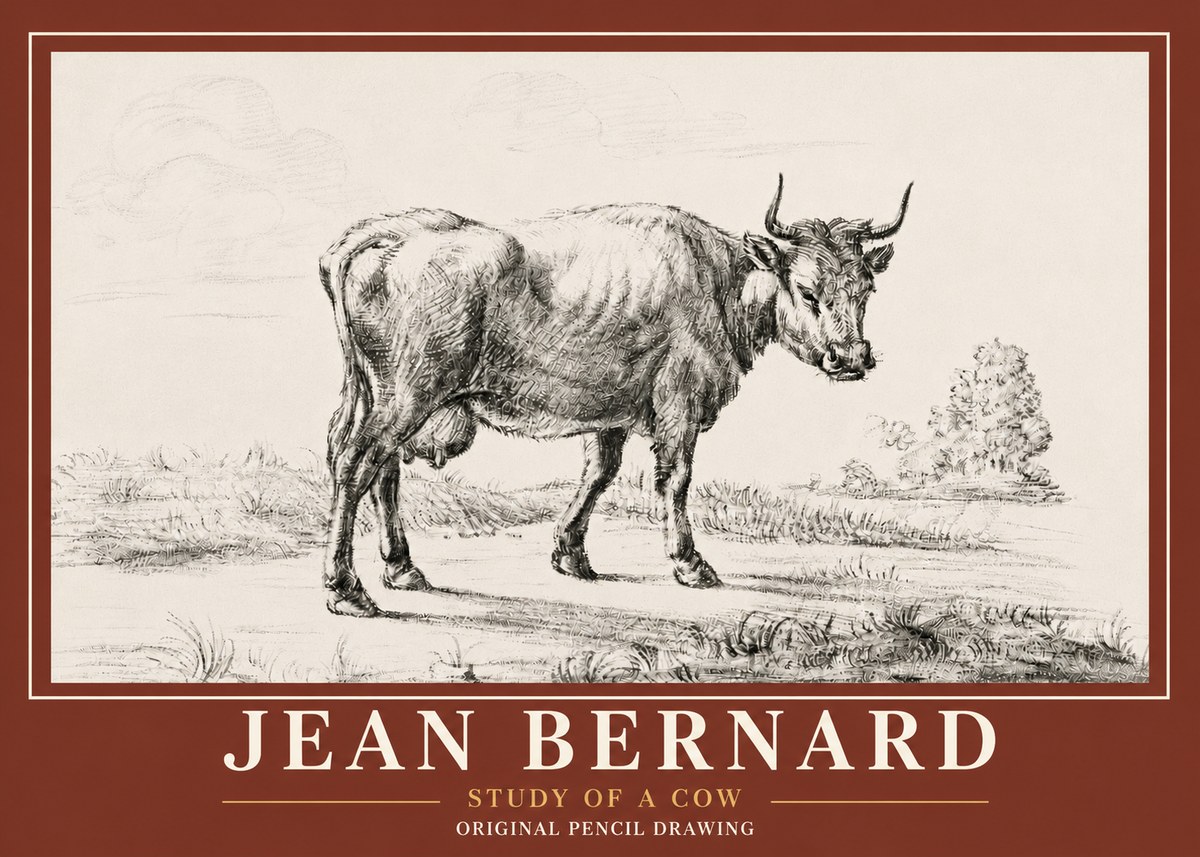 Jean Bernard Study of a Cow XII No6 - Poszter