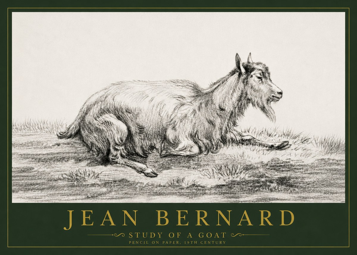 Jean Bernard Study of a Goat V No4 - Poszter