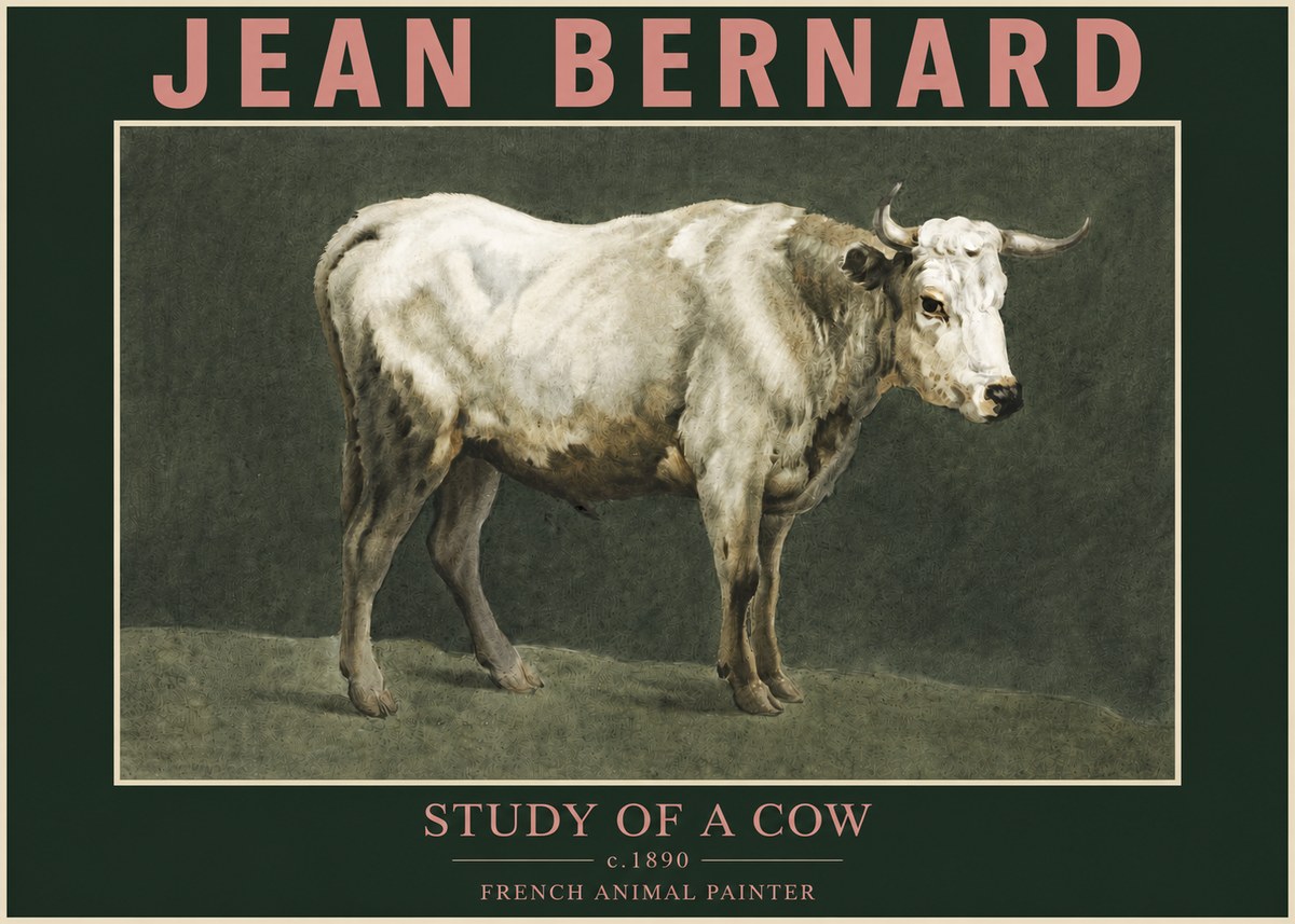 Jean Bernard Study of a Cow C. 1890 No3 - Poszter
