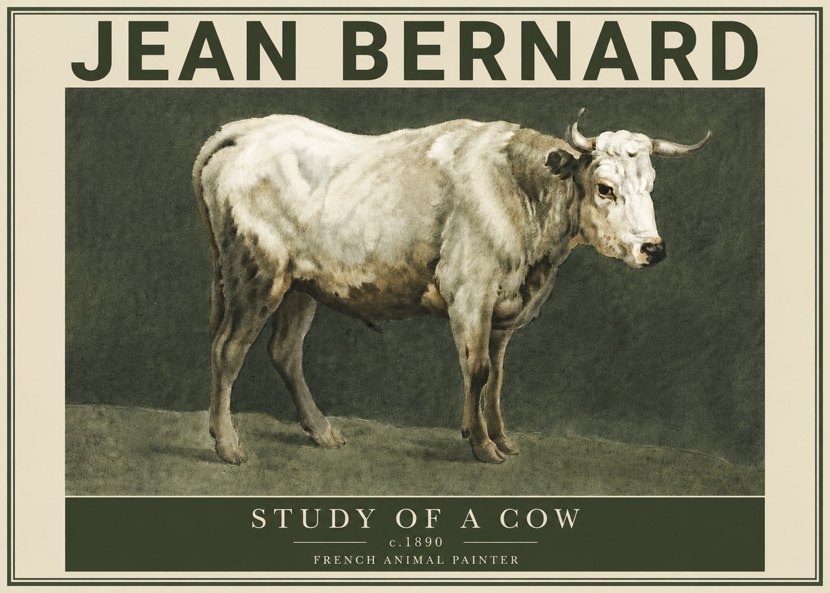 Jean Bernard Study of a Cow C. 1890 No4 - Poszter