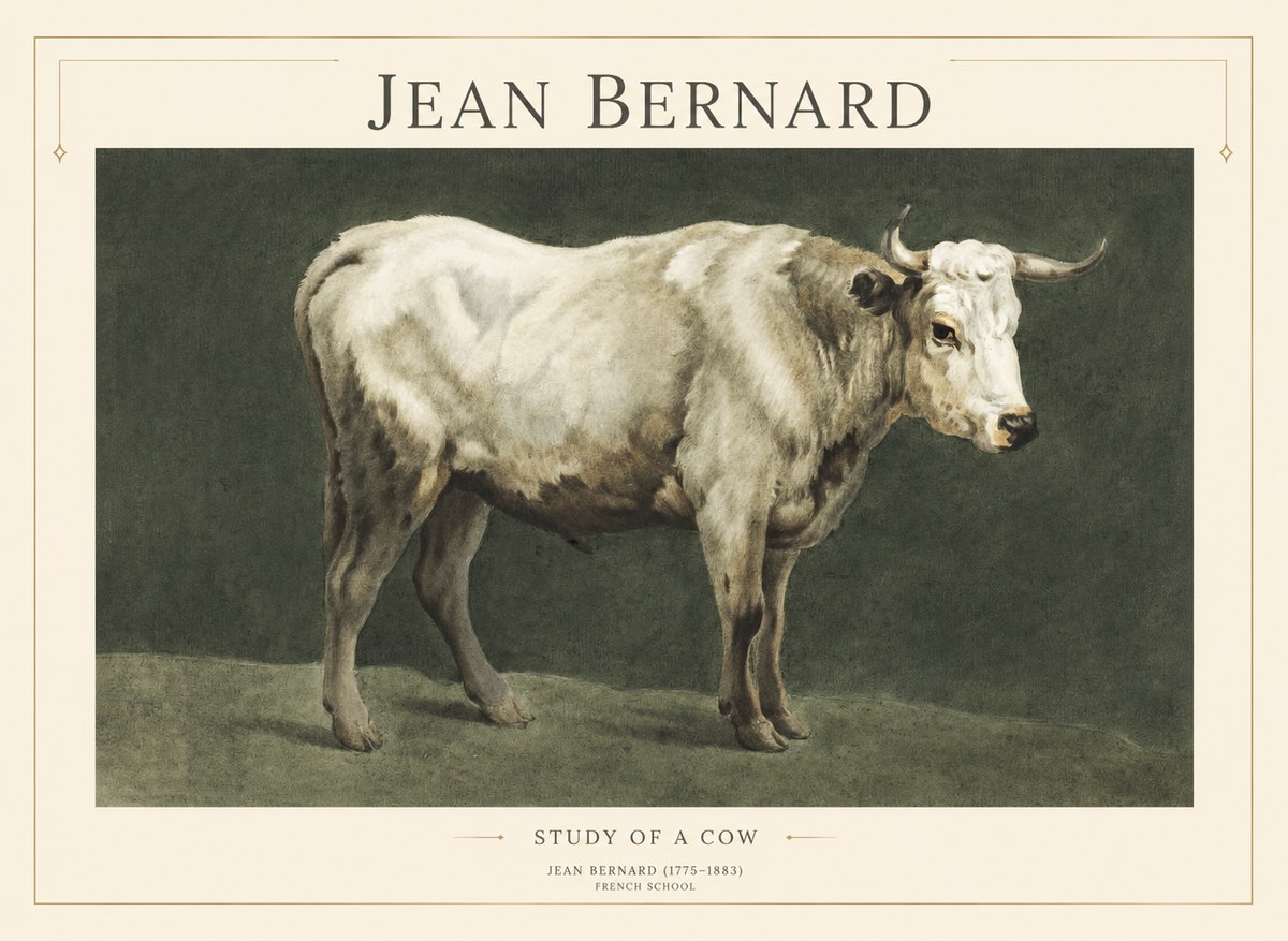 Jean Bernard Study of a Cow C. 1890 No5 - Poszter