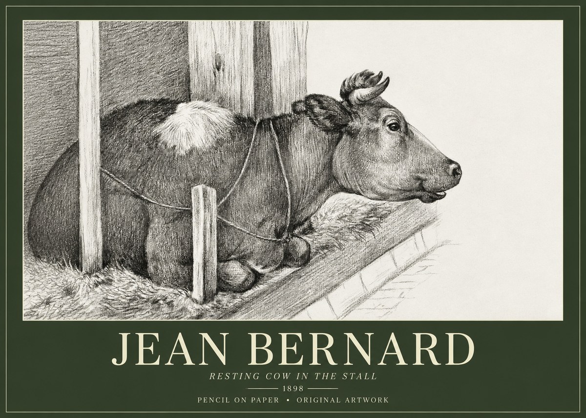 Jean Bernard Resting Cow in the Stall II No1 - Poszter