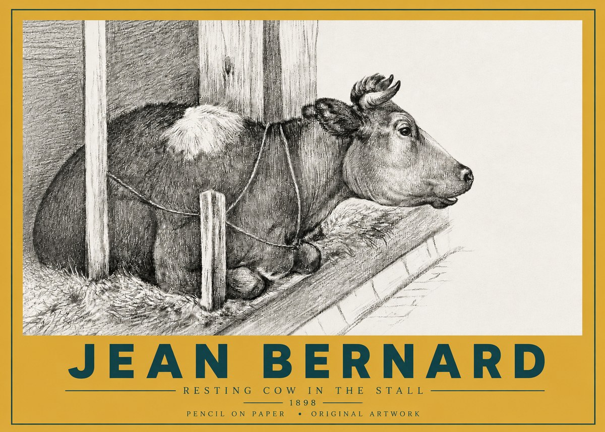 Jean Bernard Resting Cow in the Stall II No4 - Poszter