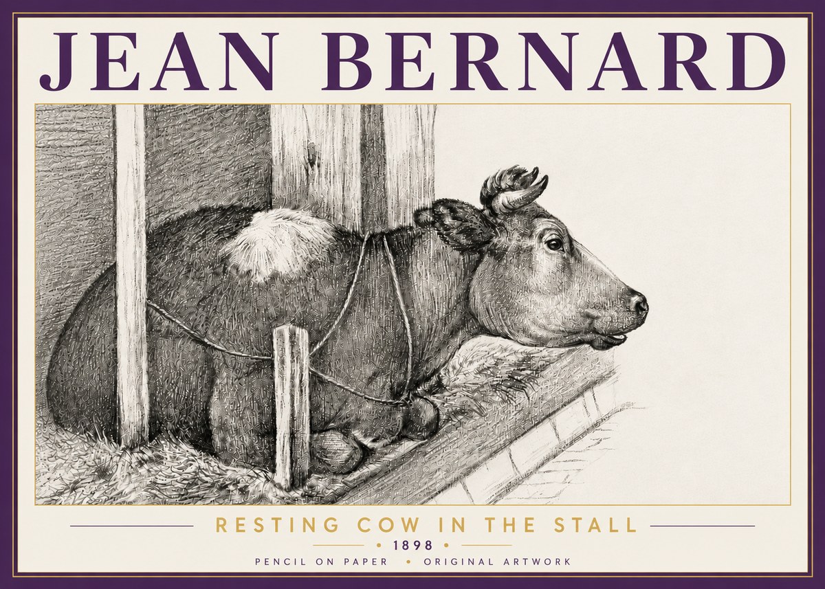 Jean Bernard Resting Cow in the Stall II No5 - Poszter