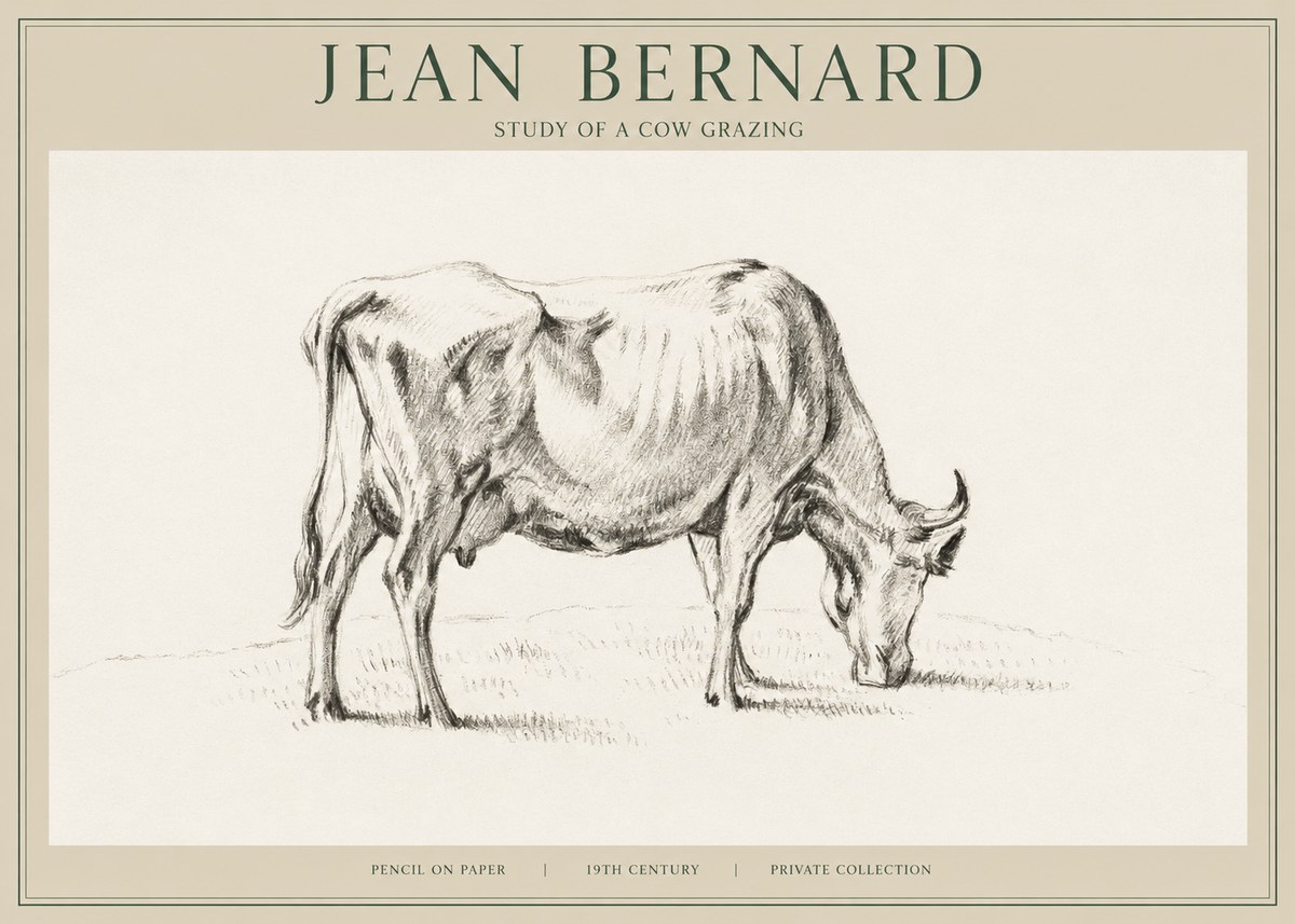 Jean Bernard Study of a Cow Grazing I No1 - Poszter