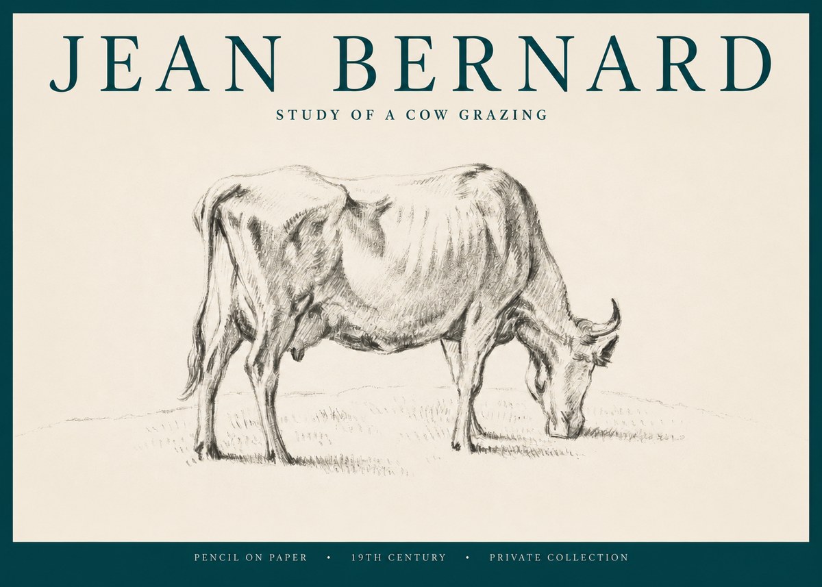 Jean Bernard Study of a Cow Grazing I No2 - Poszter