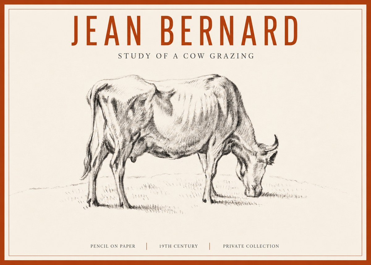 Jean Bernard Study of a Cow Grazing I No3 - Poszter