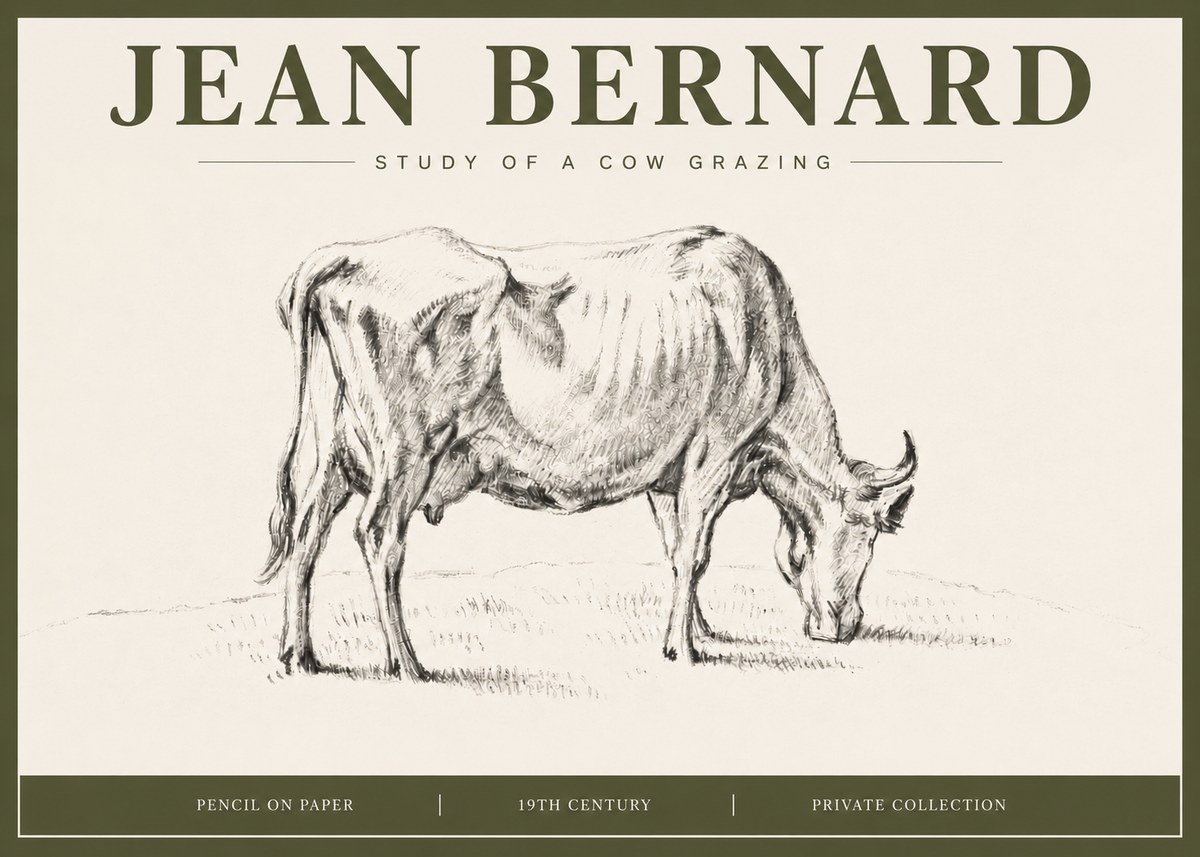Jean Bernard Study of a Cow Grazing I No4 - Poszter
