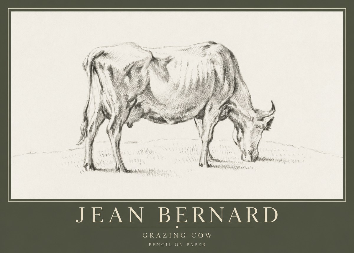 Jean Bernard Study of a Cow Grazing I No5 - Poszter