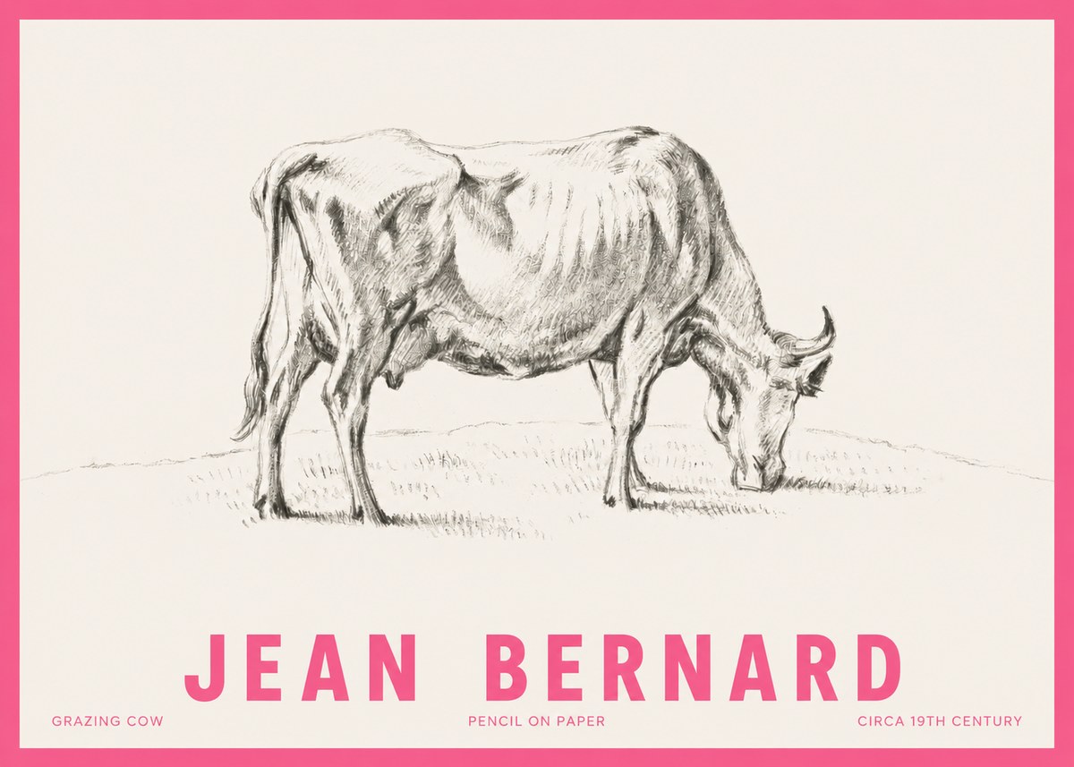 Jean Bernard Study of a Cow Grazing I No6 - Poszter