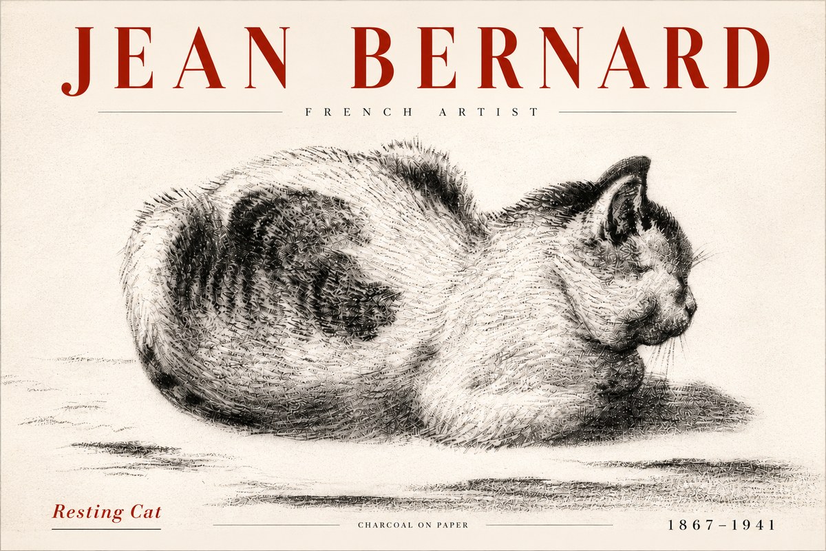 Jean Bernard Resting Cat No5 - Poszter
