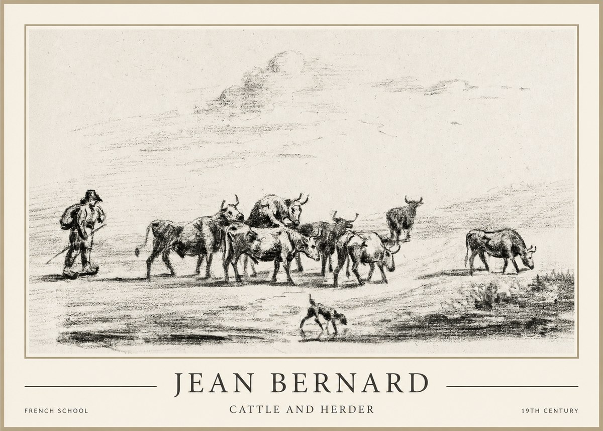 Jean Bernard Cattle and Herder No1 - Poszter