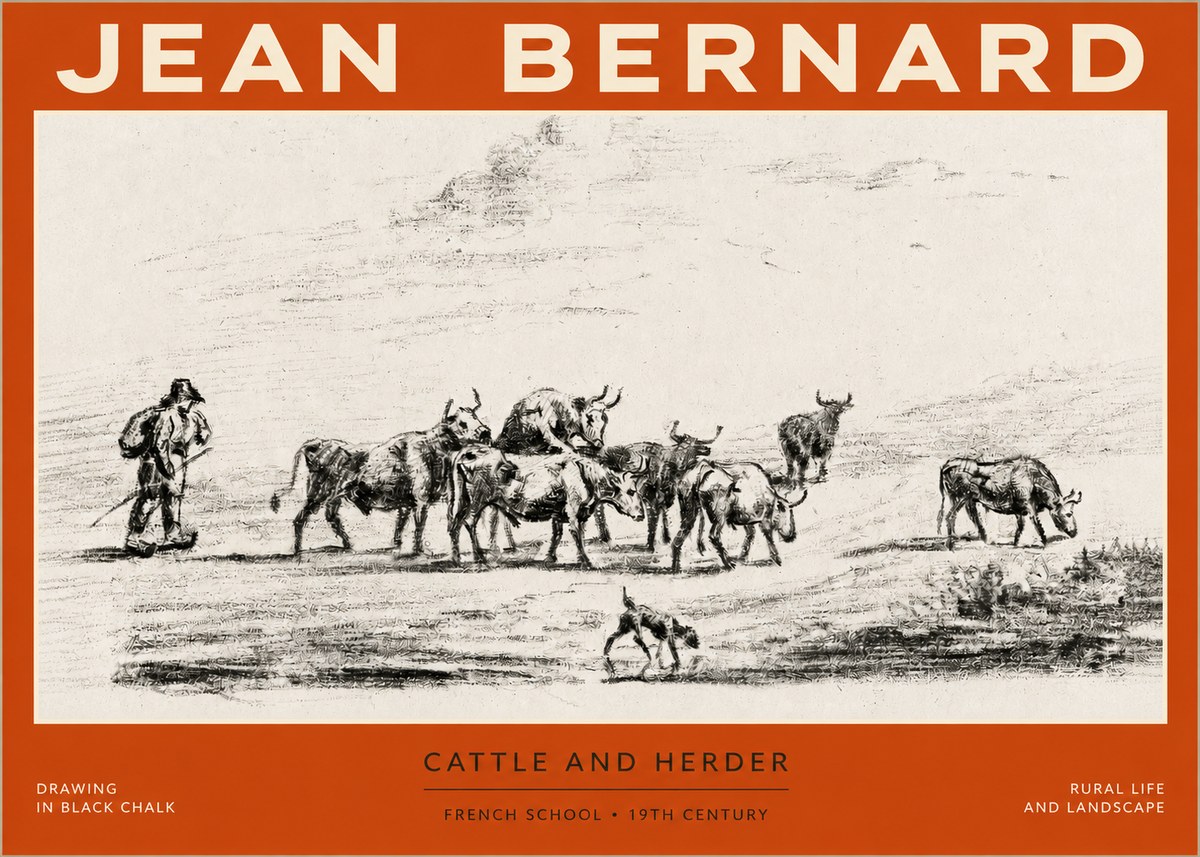 Jean Bernard Cattle and Herder No2 - Poszter