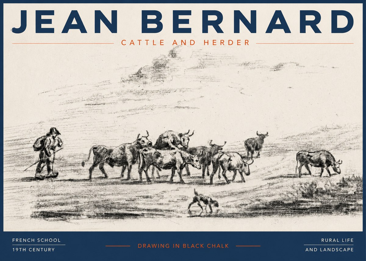 Jean Bernard Cattle and Herder No3 - Poszter
