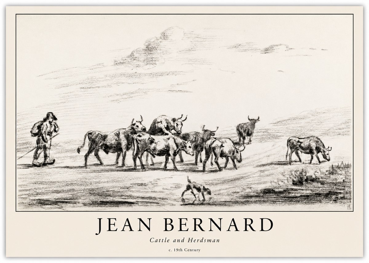Jean Bernard Cattle and Herder No6 - Poszter