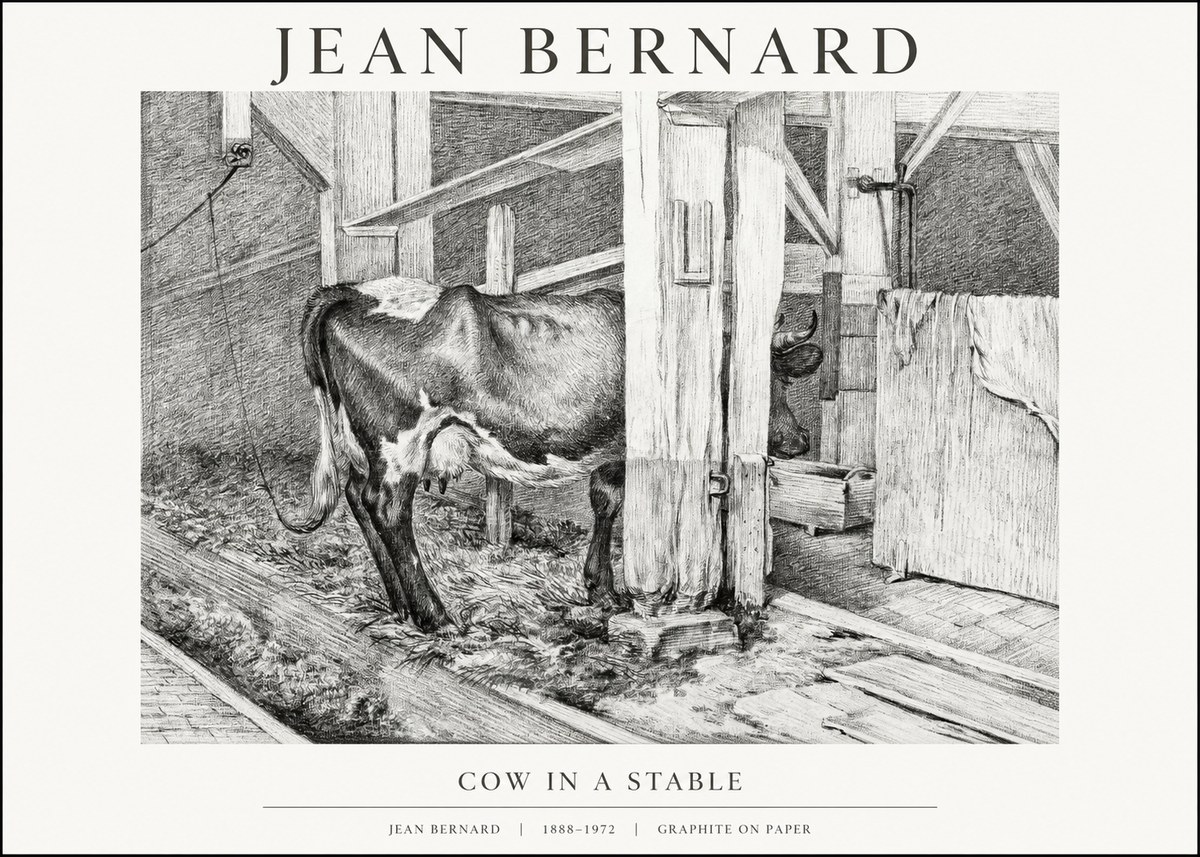 Jean Bernard Cow in a Stable No1 - Poszter