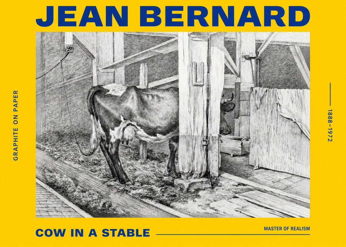 Jean Bernard Cow in a Stable No2 - Poszter