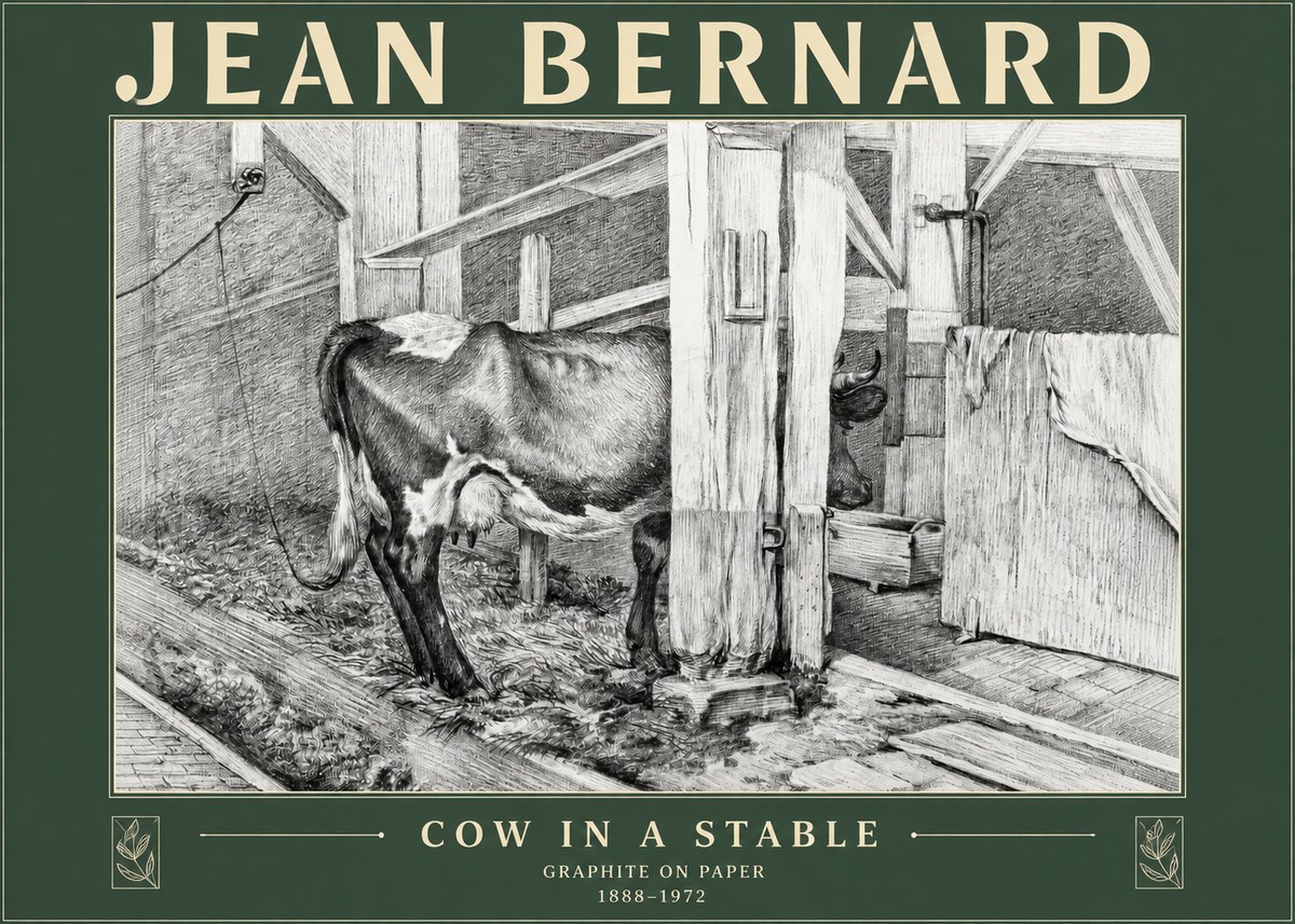 Jean Bernard Cow in a Stable No3 - Poszter