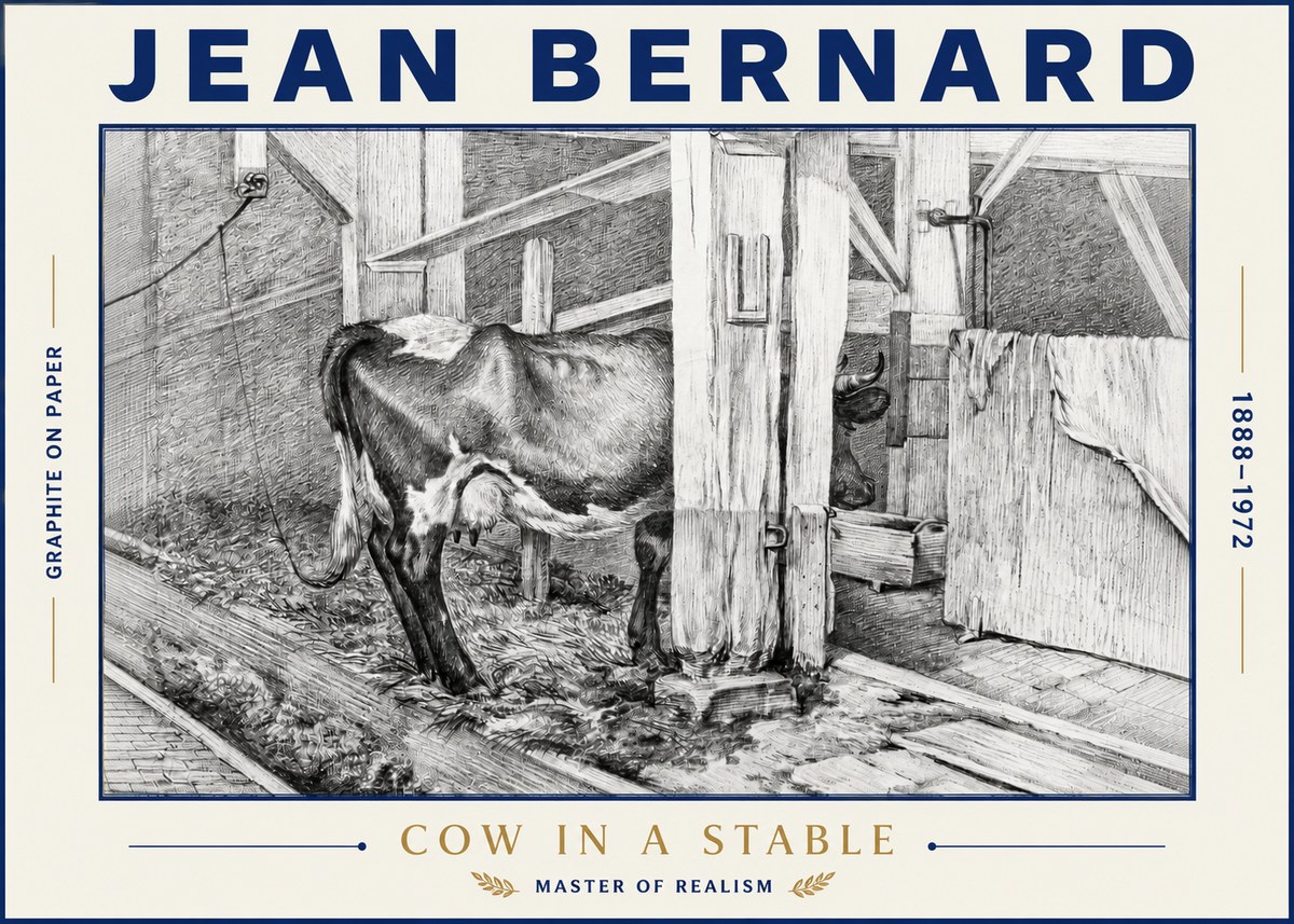 Jean Bernard Cow in a Stable No4 - Poszter