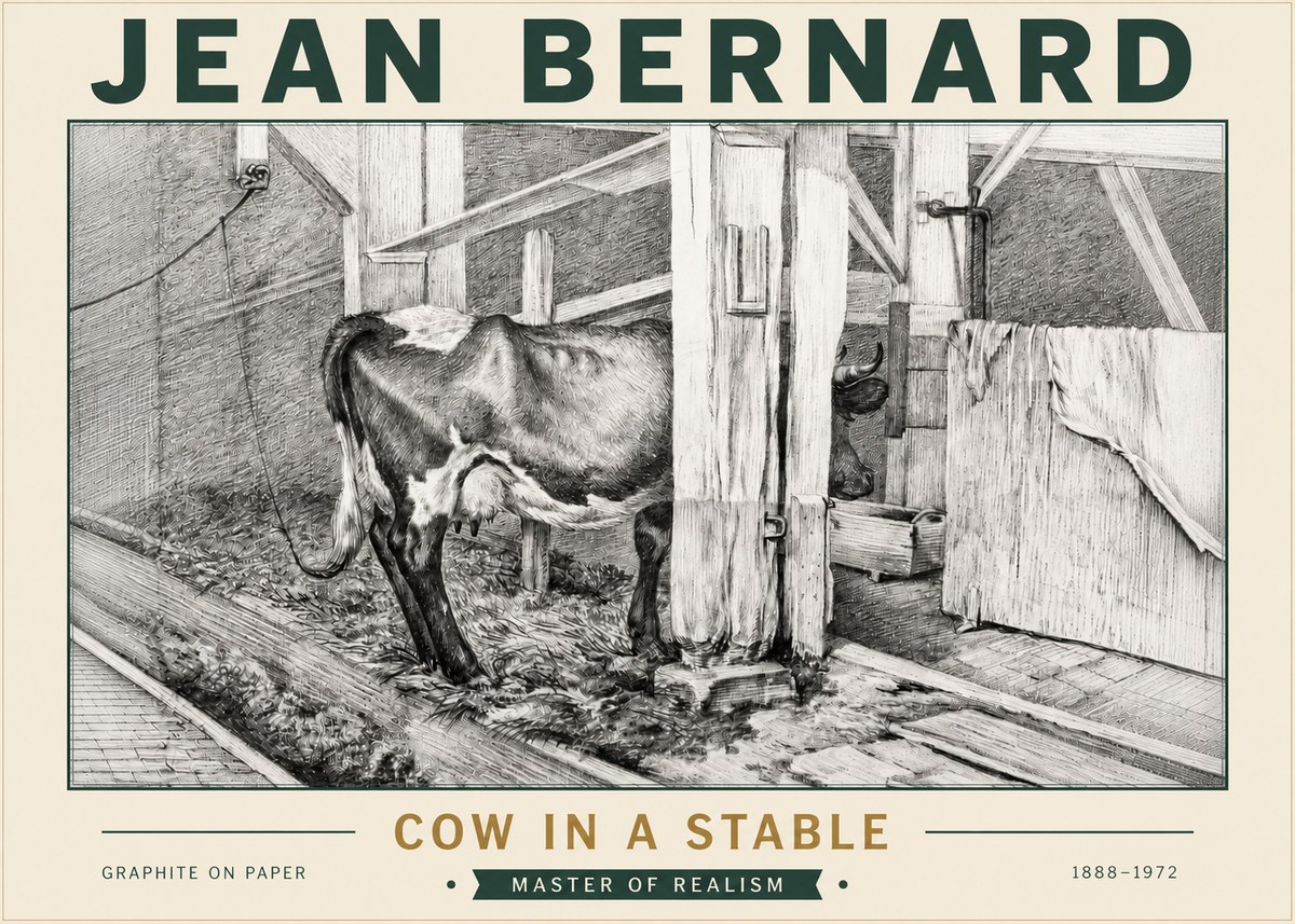 Jean Bernard Cow in a Stable No5 - Poszter