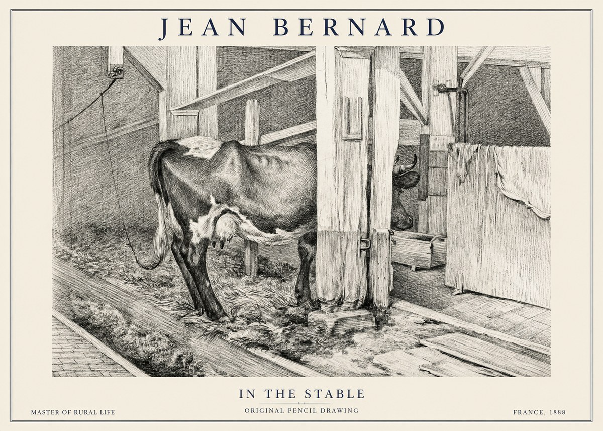 Jean Bernard Cow in a Stable No6 - Poszter