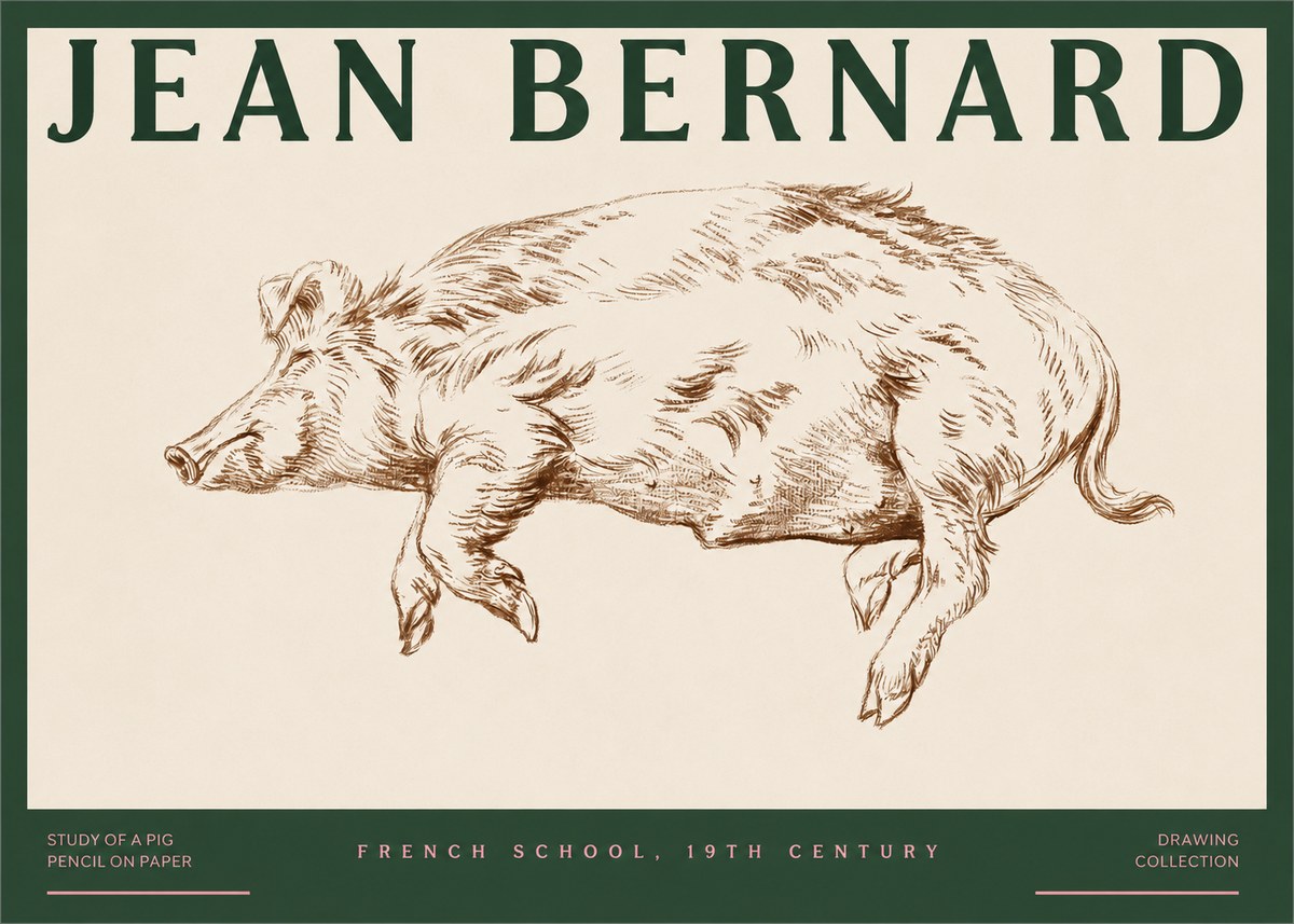 Jean Bernard Study of a Pig II No2 - Poszter
