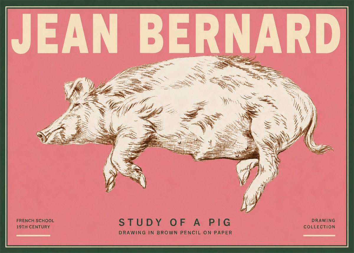 Jean Bernard Study of a Pig II No3 - Poszter