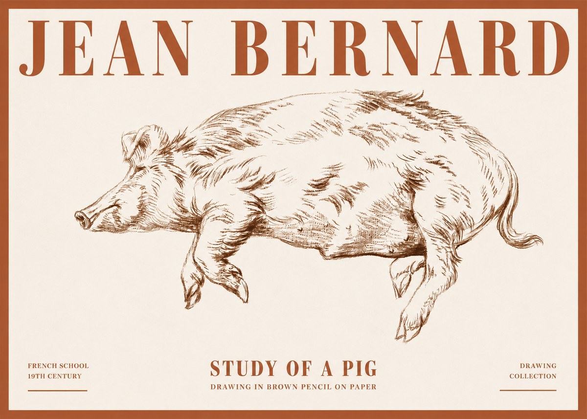 Jean Bernard Study of a Pig II No4 - Poszter