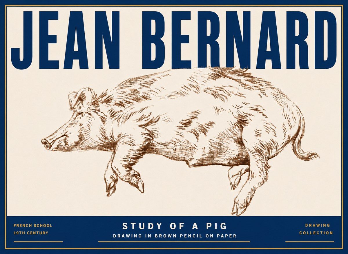 Jean Bernard Study of a Pig II No5 - Poszter