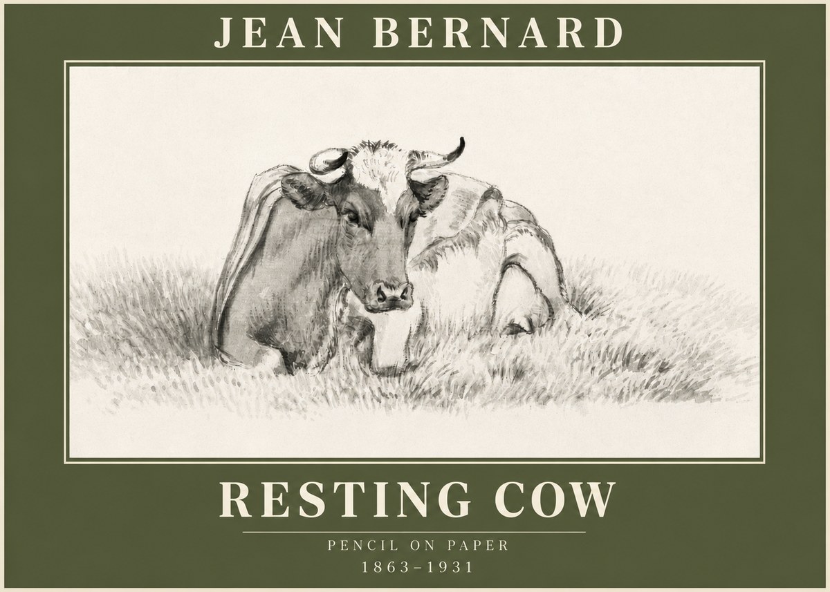 Jean Bernard Resting Cow IV No3 - Poszter