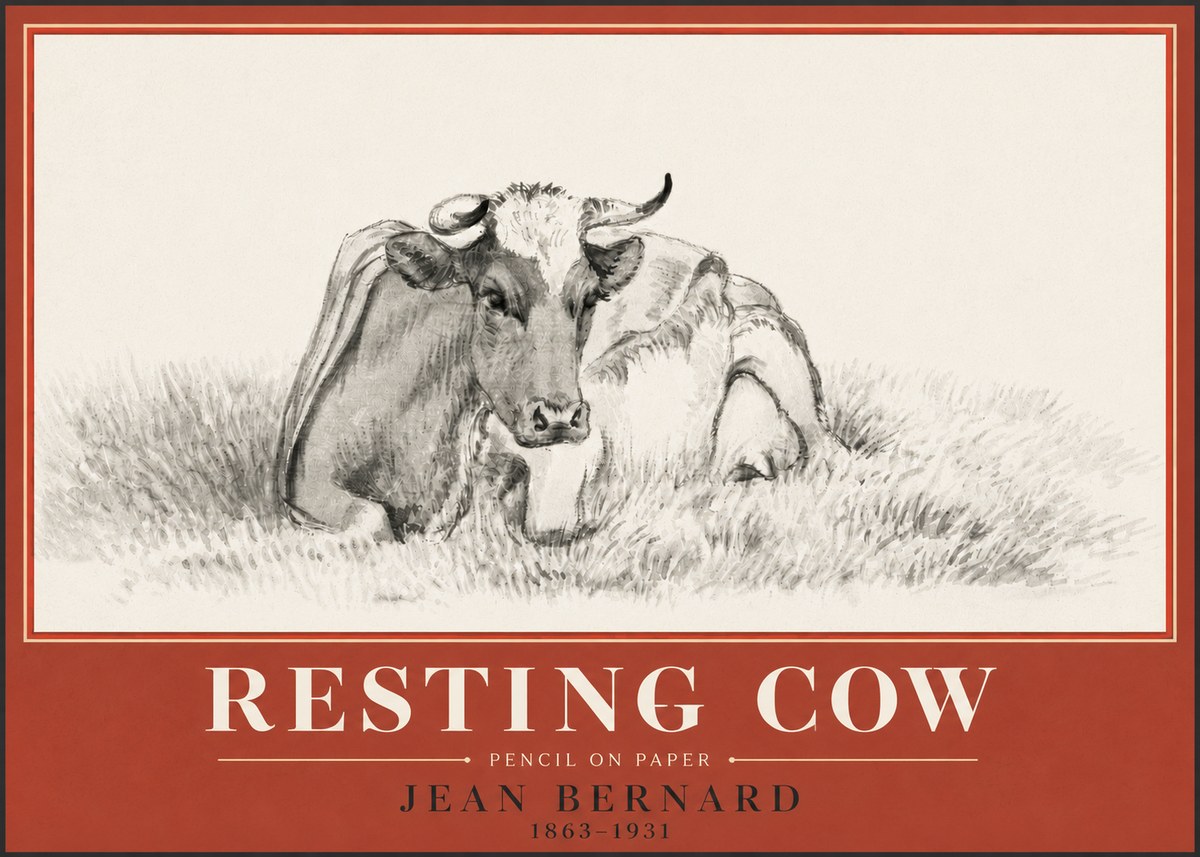 Jean Bernard Resting Cow IV No4 - Poszter