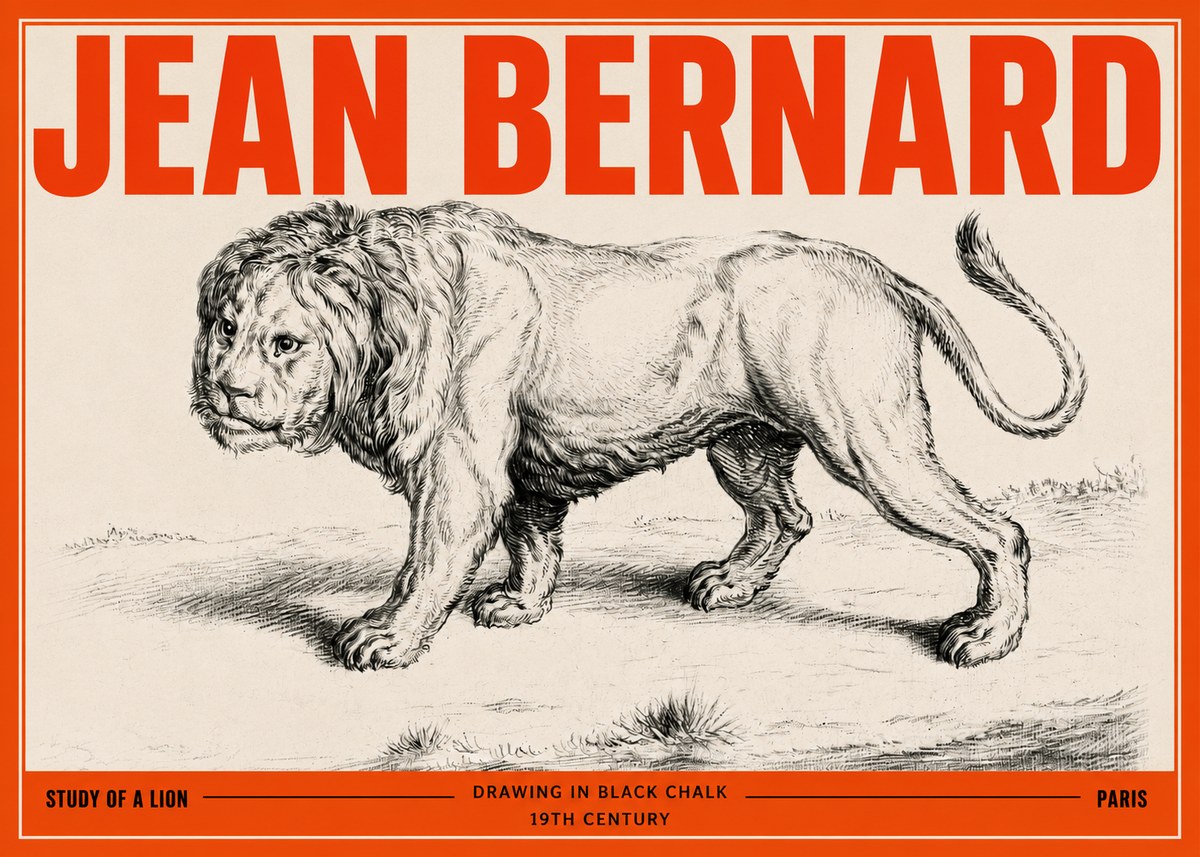 Jean Bernard Study of a Lion II No3 - Poszter
