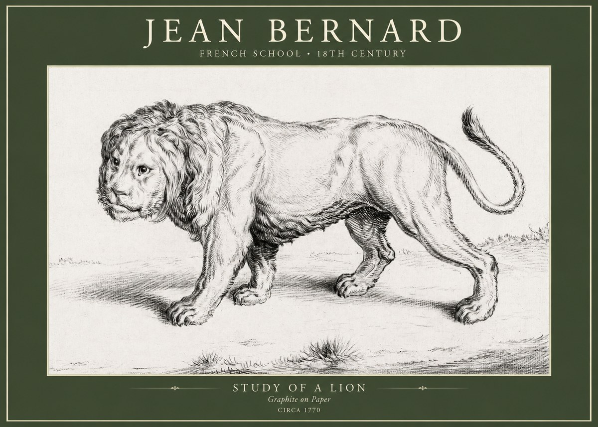 Jean Bernard Study of a Lion II No5 - Poszter