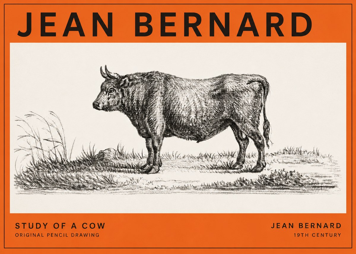 Jean Bernard Study of a Cow XIII No2 - Poszter