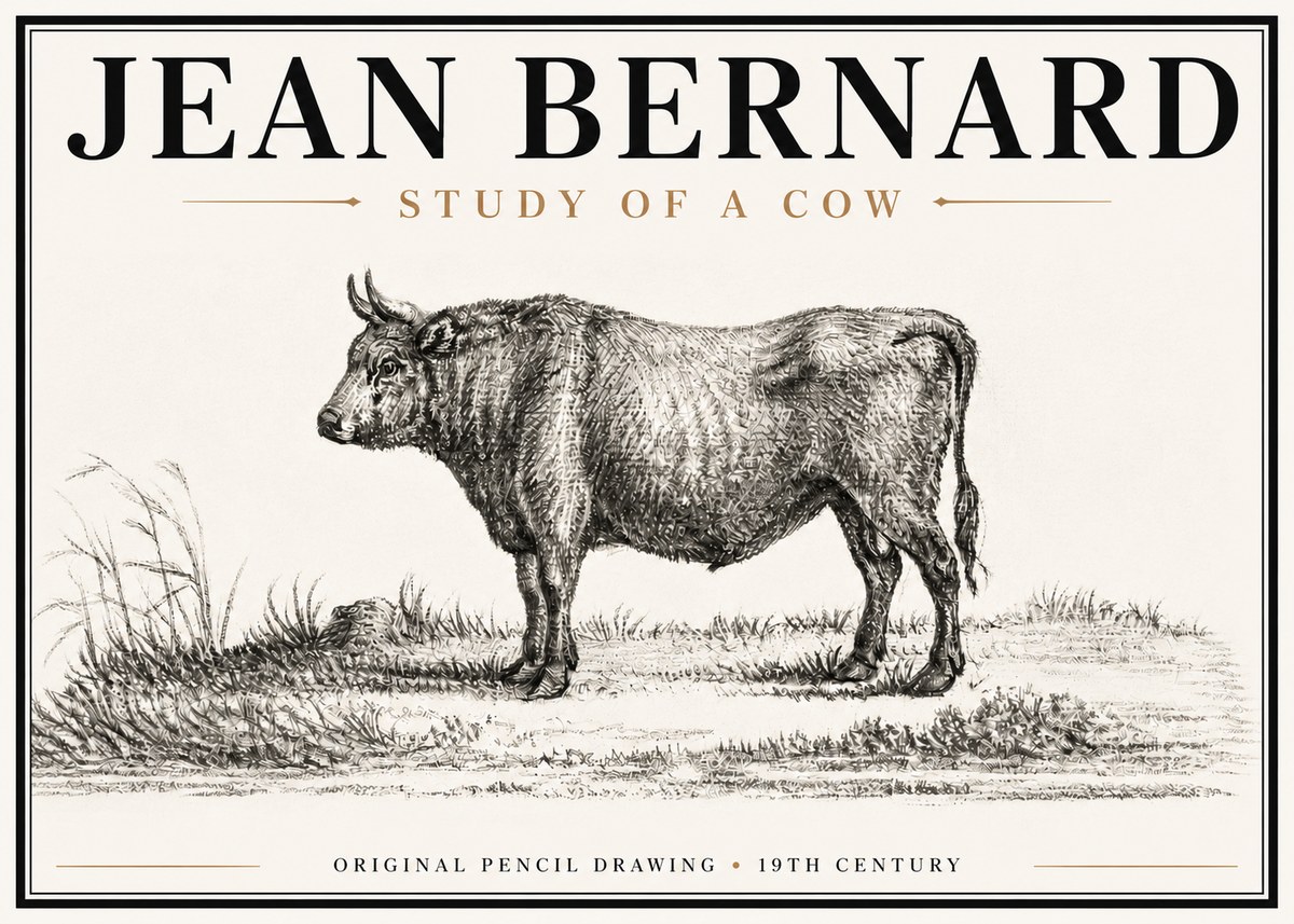 Jean Bernard Study of a Cow XIII No6 - Poszter