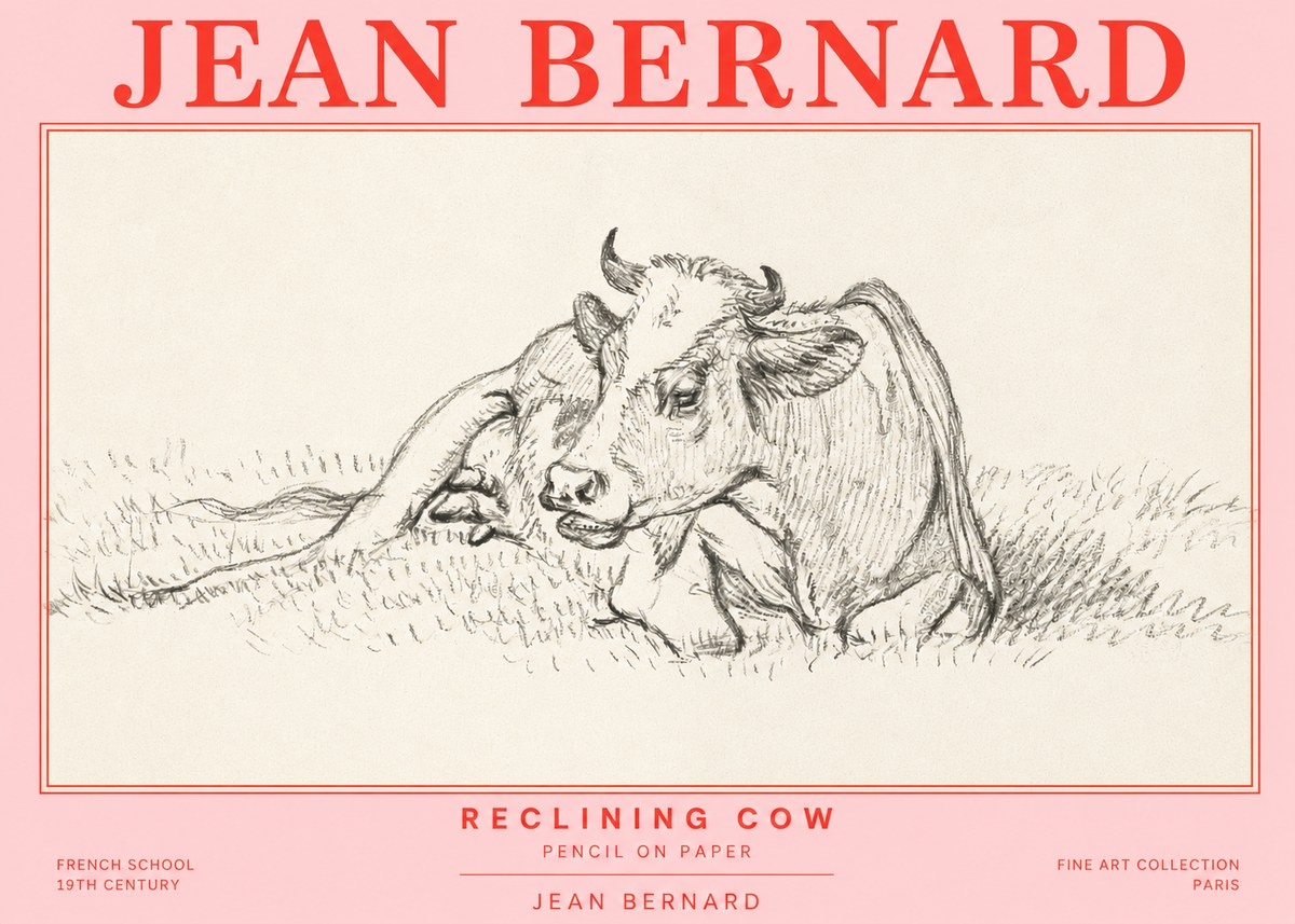 Jean Bernard Reclining Cow III No2 - Poszter
