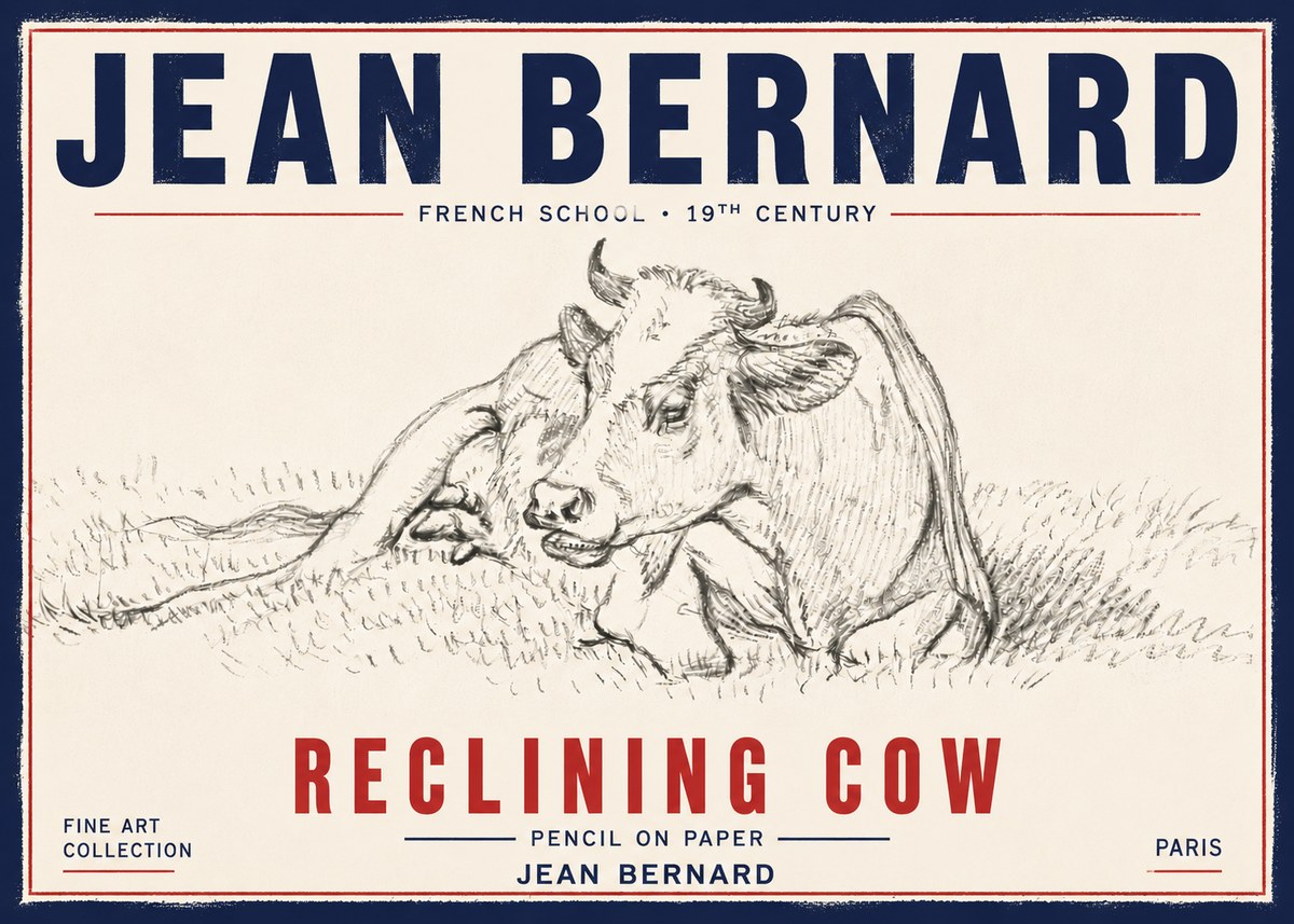 Jean Bernard Reclining Cow III No6 - Poszter