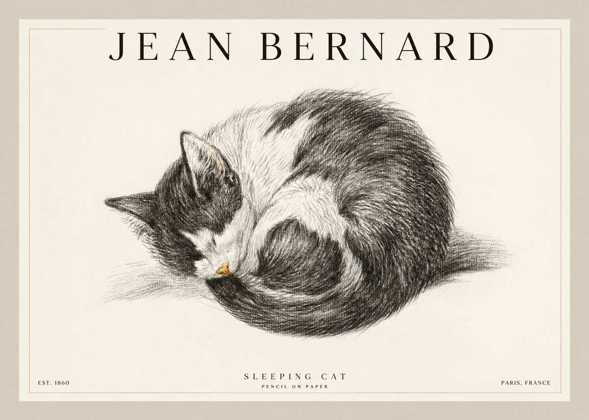 Jean Bernard Sleeping Cat VIII No2 - Poszter