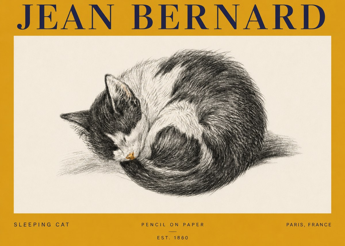 Jean Bernard Sleeping Cat VIII No3 - Poszter