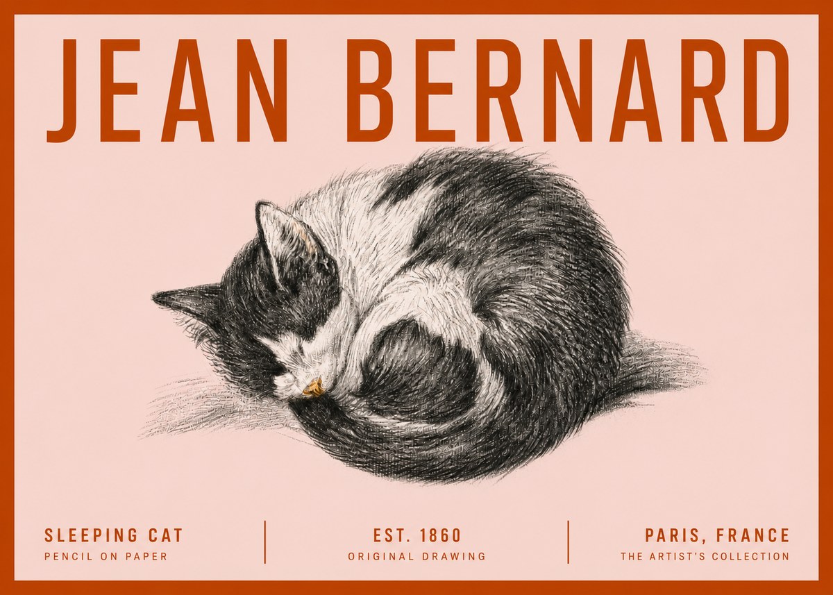 Jean Bernard Sleeping Cat VIII No5 - Poszter