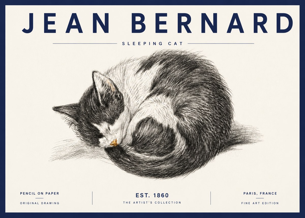 Jean Bernard Sleeping Cat VIII No6 - Poszter